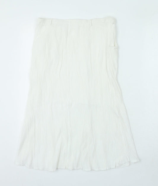 Preworn Womens White Polyacrylate Fibre A-Line Skirt Size M