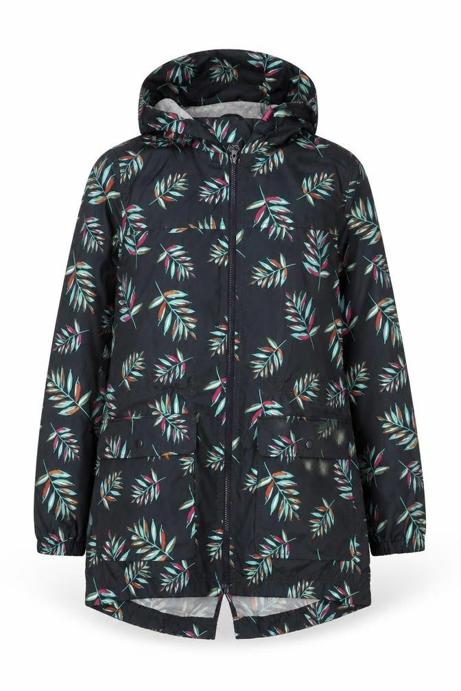Marks & Spencer Womens Blue Floral Anorak Coat Size S Zip - Leaf Print