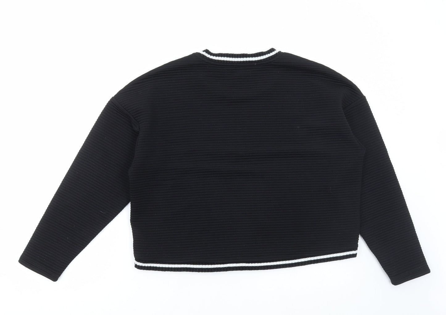 NEXT Womens Black Round Neck Polyester Pullover Jumper Size 14 - Ribbed