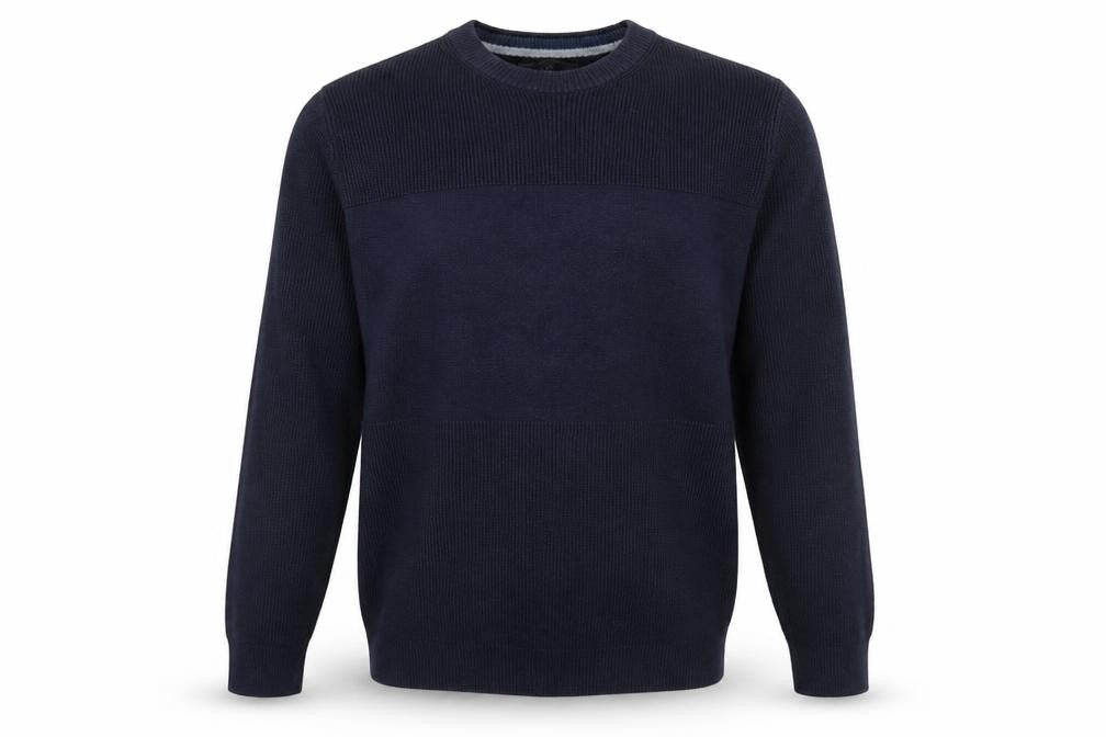Marks and Spencer Mens Blue Round Neck Polyester Pullover Jumper Size S - Ribbed