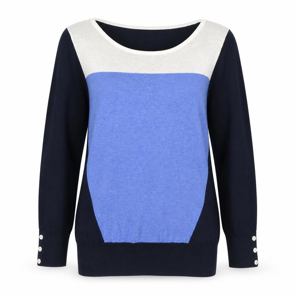 NEXT Womens Blue Boat Neck Cotton Pullover Jumper Size 8 - Colourblock