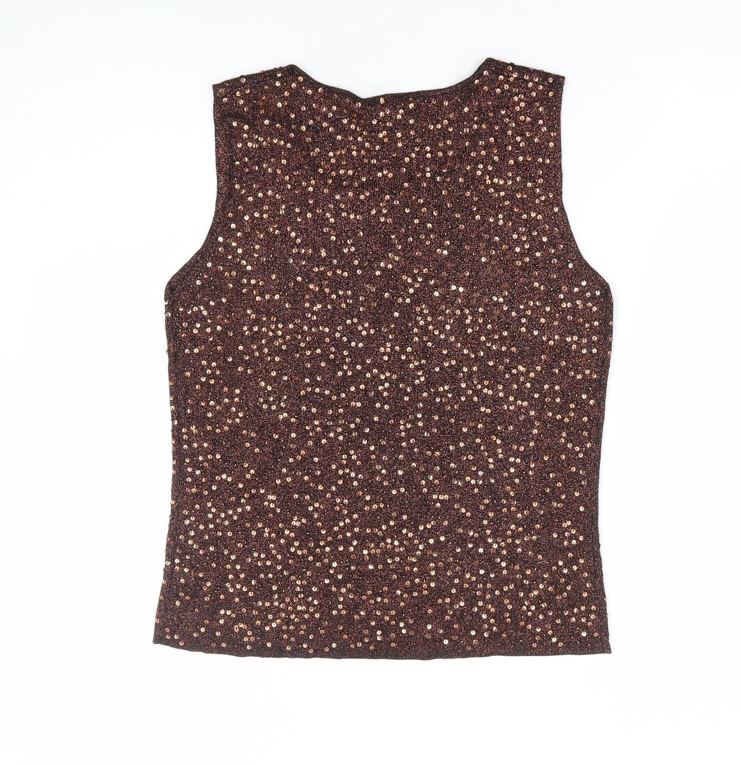 Alex & Co Womens Brown Round Neck Viscose Vest Jumper Size 8 - Bronze