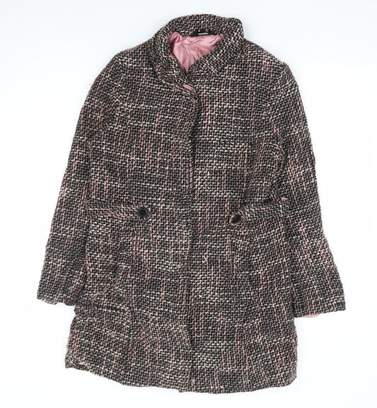 Nikita Womens Pink Check Overcoat Coat Size L Button