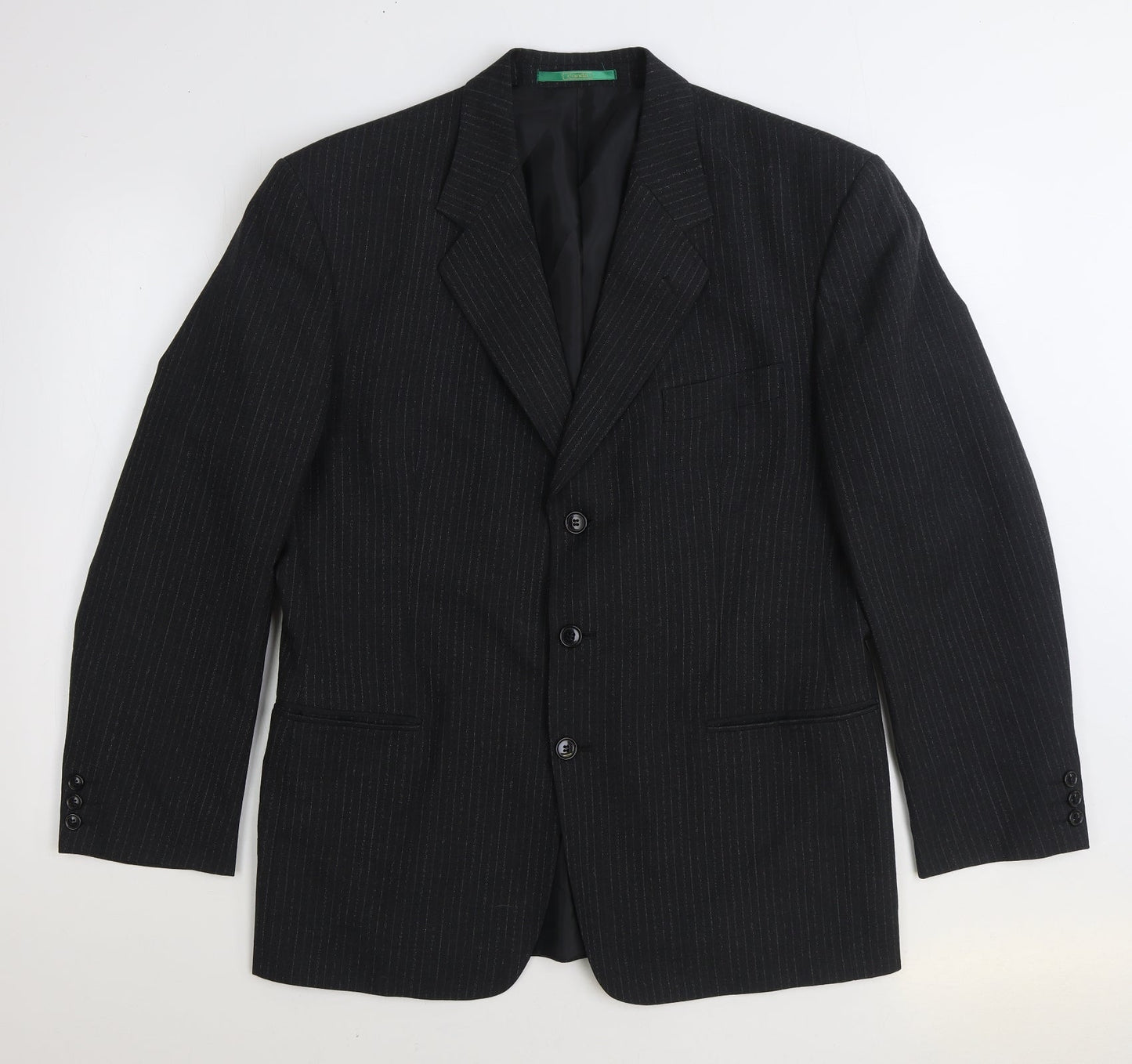 C&A Mens Black Striped Wool Jacket Suit Jacket Size 40