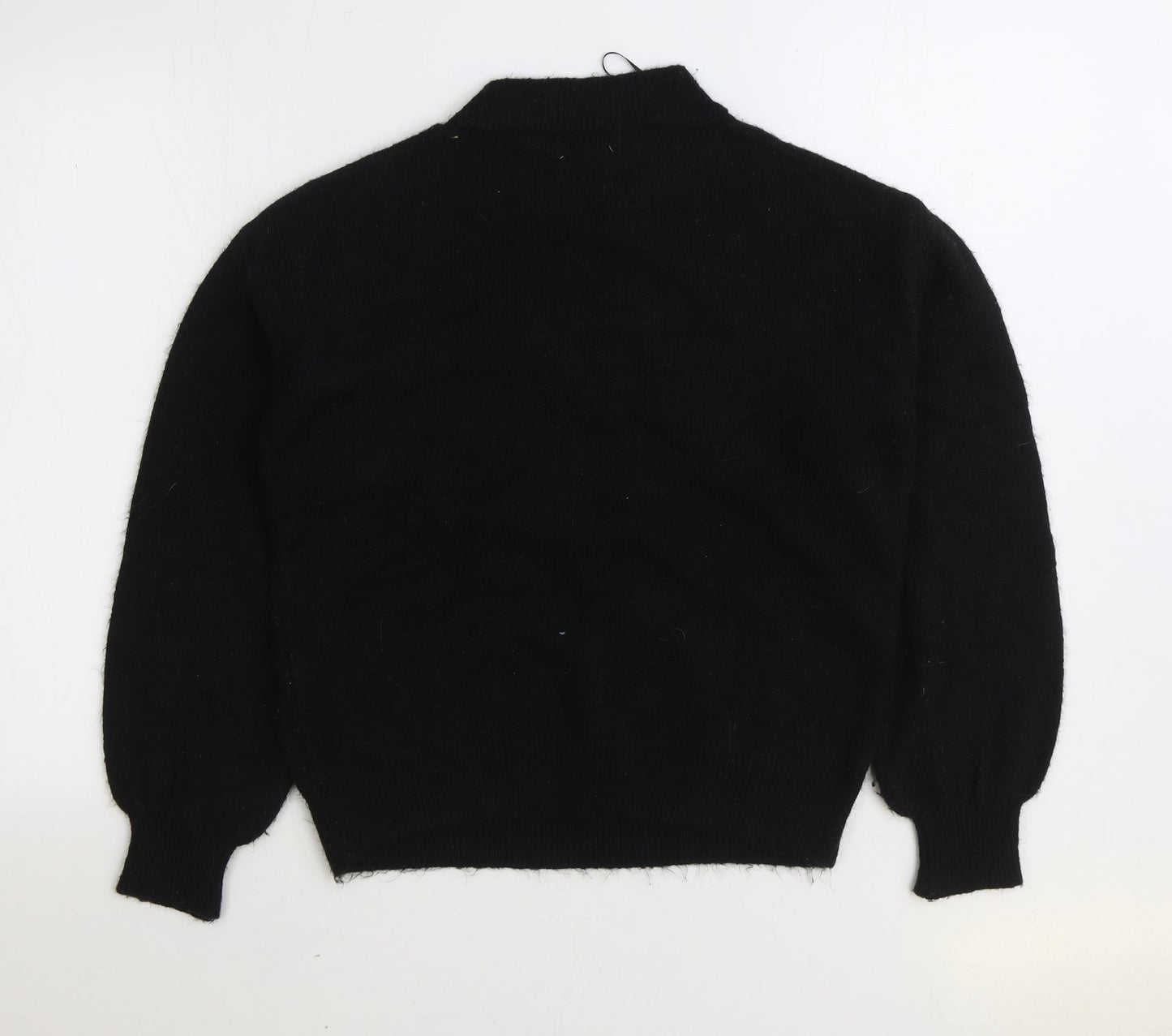 Papaya Womens Black Mock Neck Geometric Acrylic Pullover Jumper Size S