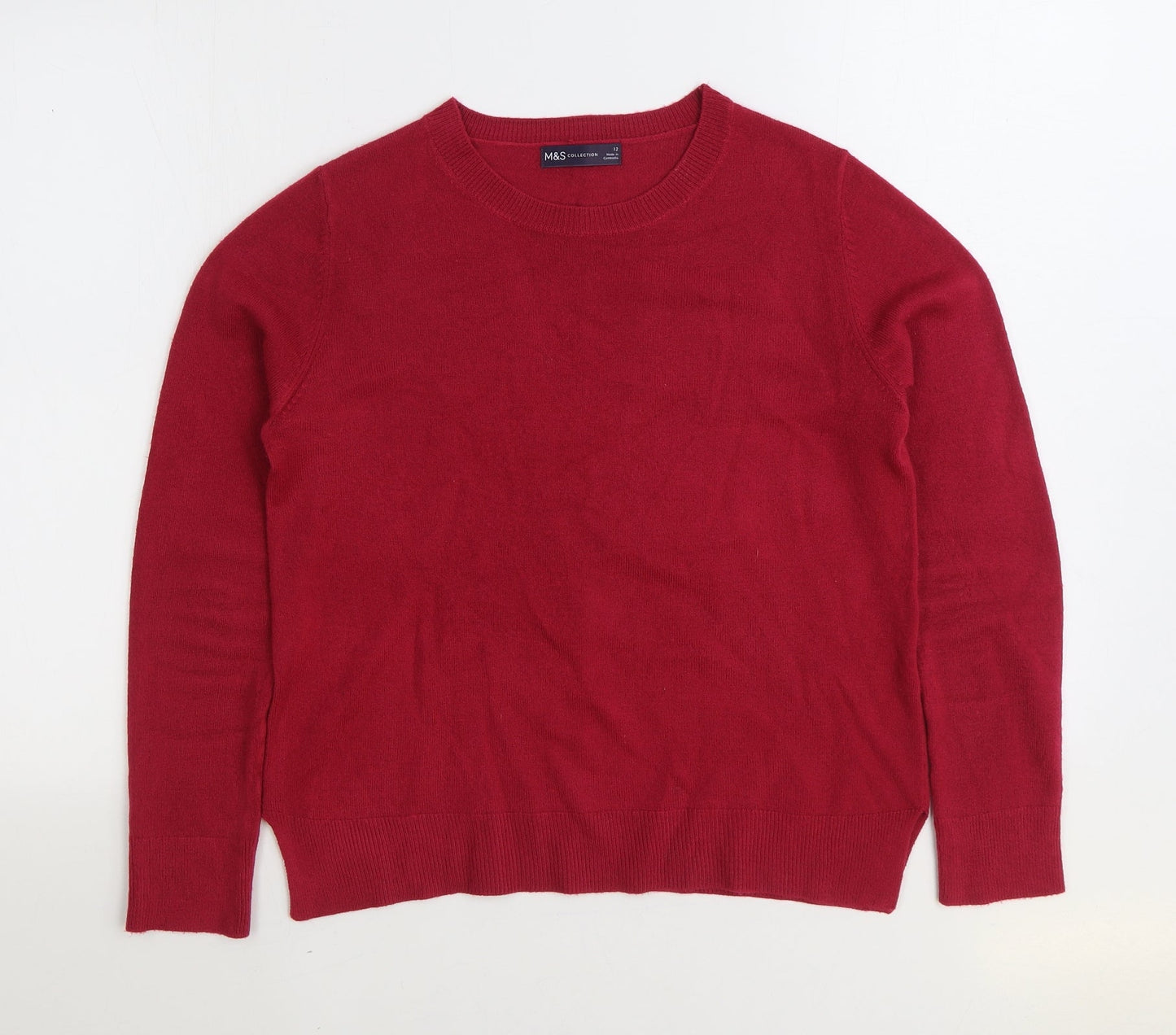 Marks and Spencer Womens Pink Round Neck Acrylic Pullover Jumper Size 12