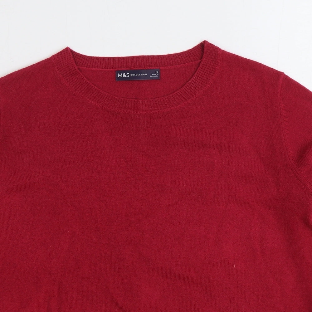 Marks and Spencer Womens Pink Round Neck Acrylic Pullover Jumper Size 12
