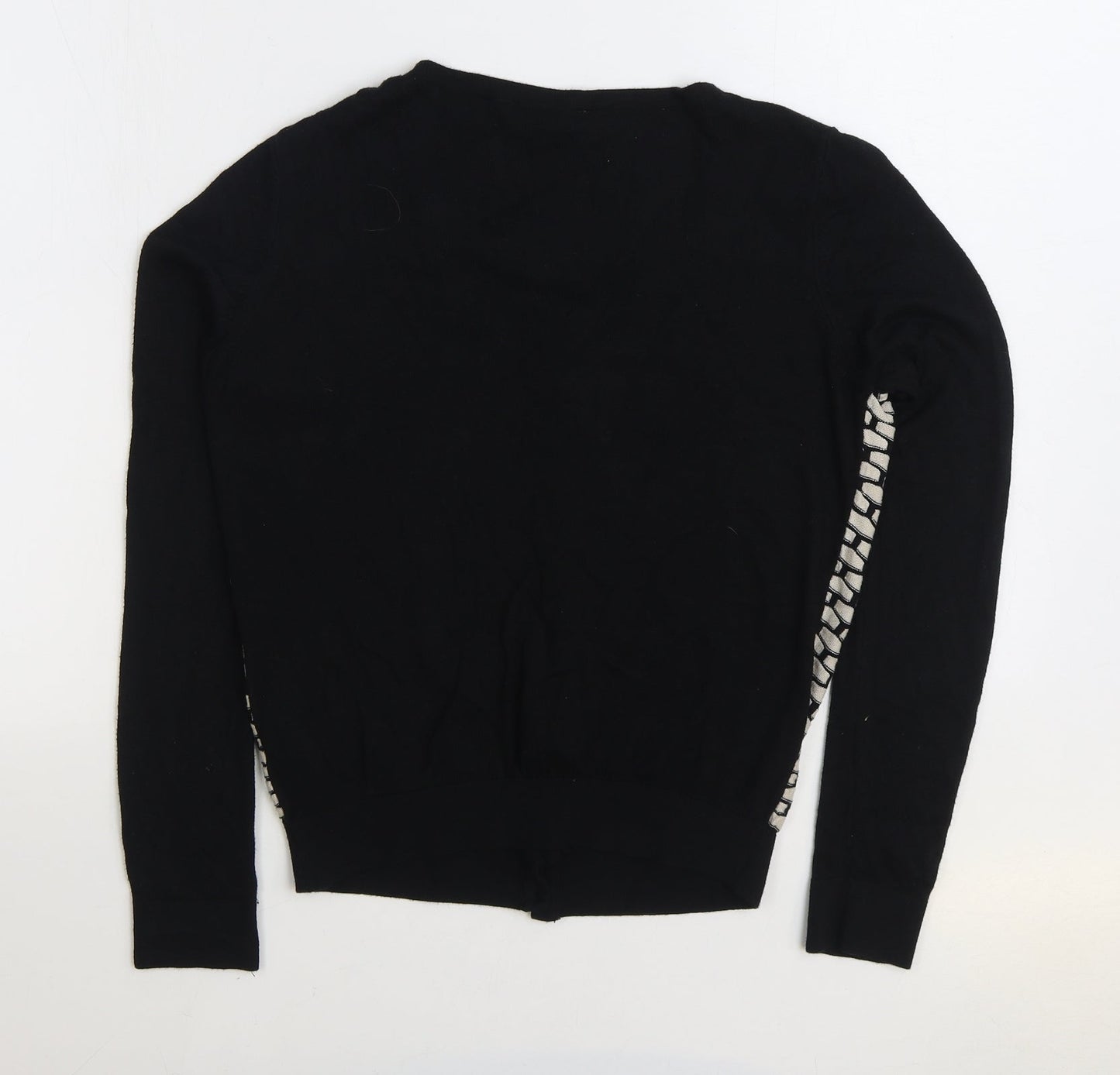 Dorothy Perkins Womens Black Scoop Neck Geometric Acrylic Cardigan Jumper Size 12
