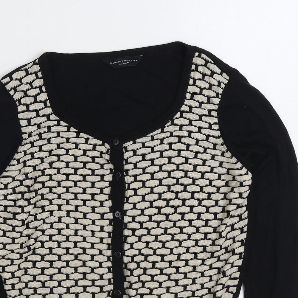 Dorothy Perkins Womens Black Scoop Neck Geometric Acrylic Cardigan Jumper Size 12
