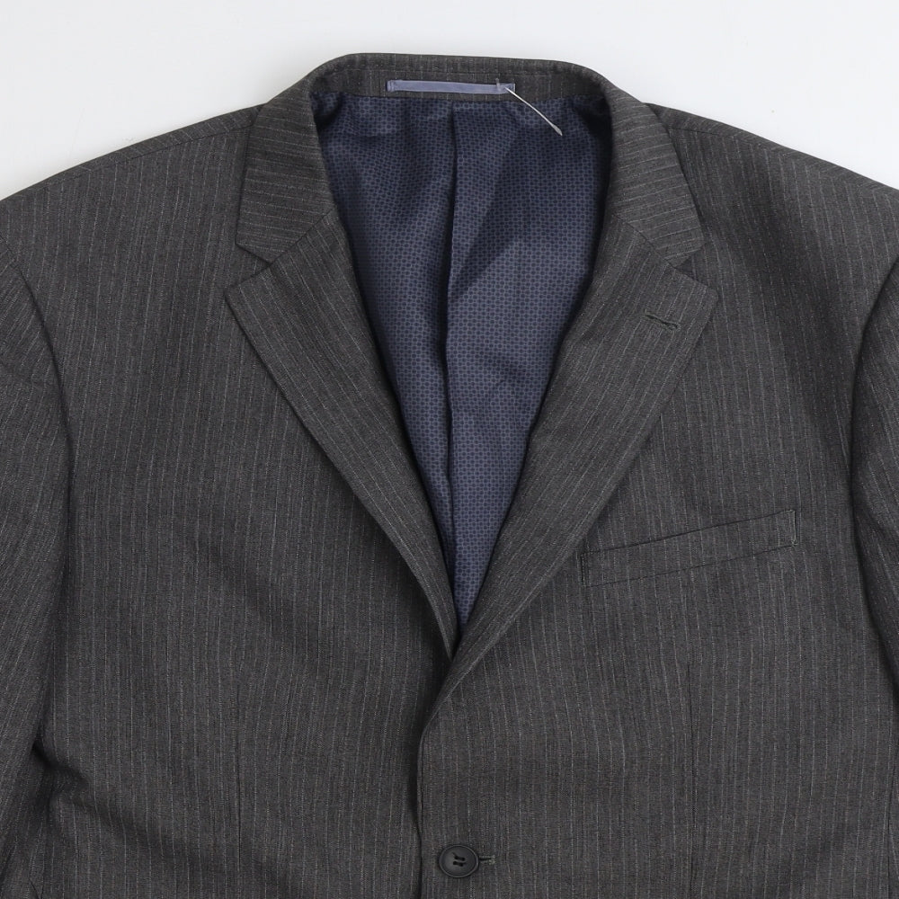 Taylor & Wright Mens Grey Striped Polyester Jacket Suit Jacket Size 44