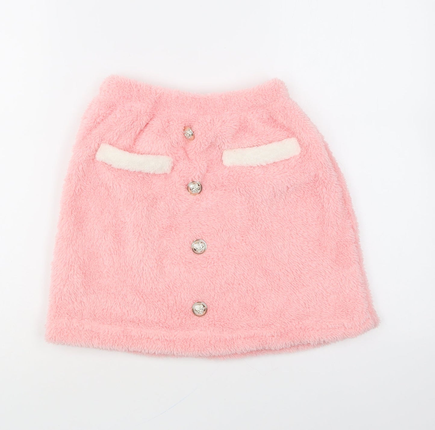 SheIn Girls Pink Polyester Mini Skirt Size 10 Years Regular Button