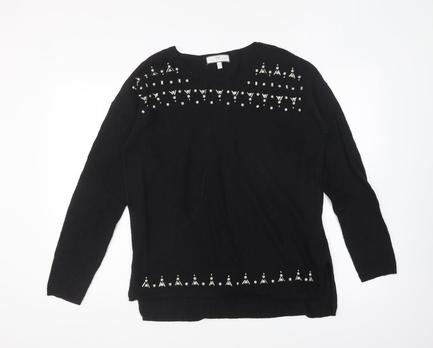 NEXT Womens Black Round Neck Nylon Pullover Jumper Size 12