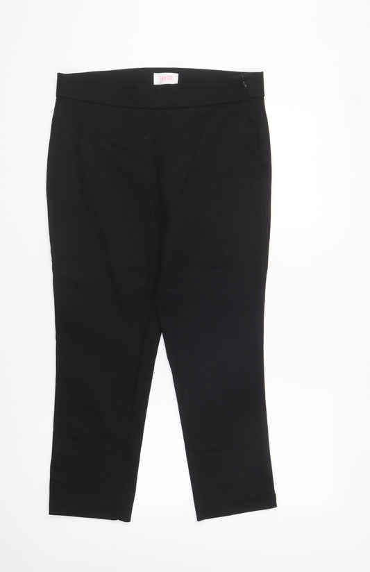Savida Womens Black Cotton Capri Trousers Size 12 L26 in Regular Zip