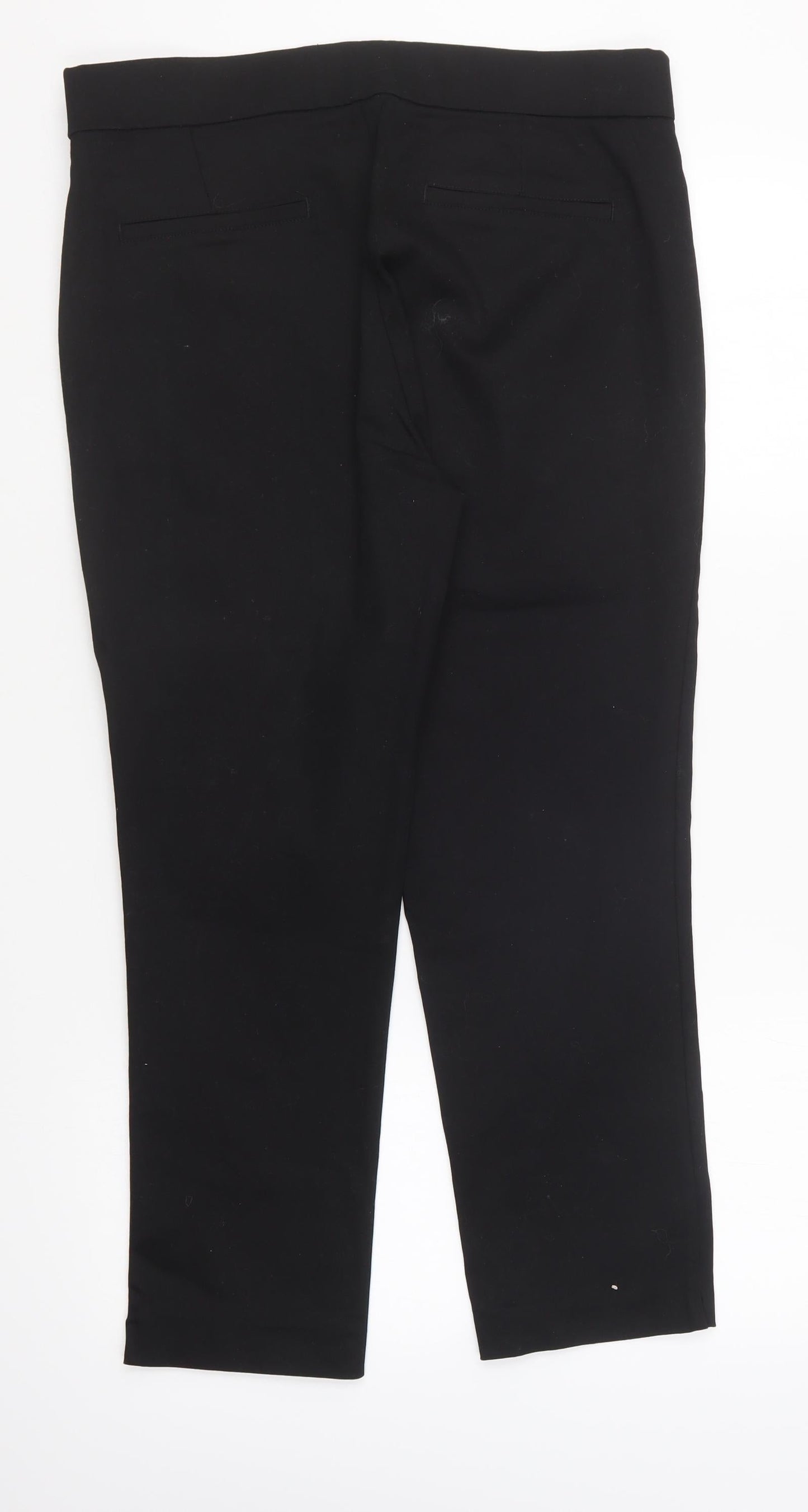 Savida Womens Black Cotton Capri Trousers Size 12 L26 in Regular Zip