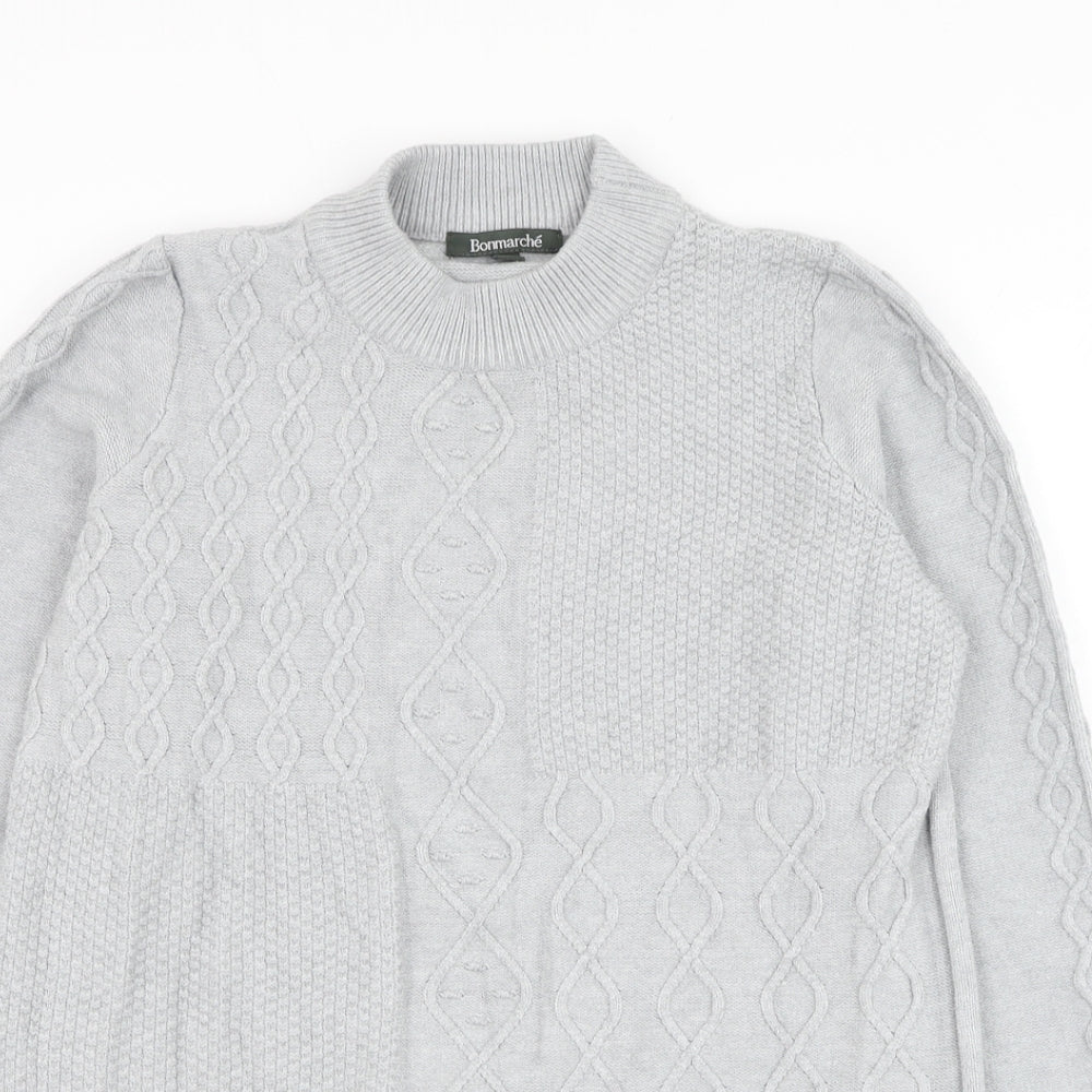 Bonmarché Womens Grey Mock Neck Viscose Pullover Jumper Size 14