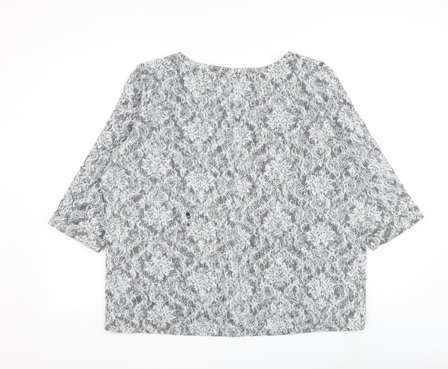 Marks and Spencer Womens Grey Boat Neck Geometric Polyester Pullover Jumper Size 18