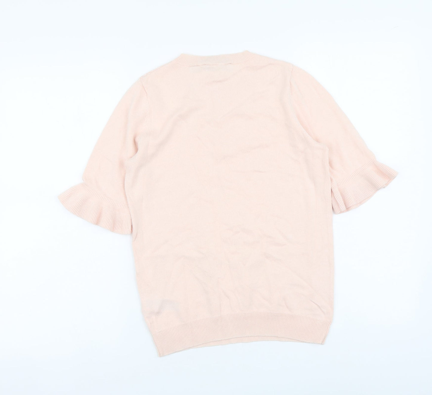 Dorothy Perkins Womens Pink Round Neck Cotton Pullover Jumper Size 10 - Lace Detail