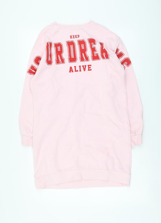 George Girls Pink Cotton Tunic Sweatshirt Size 12-13 Years Pullover