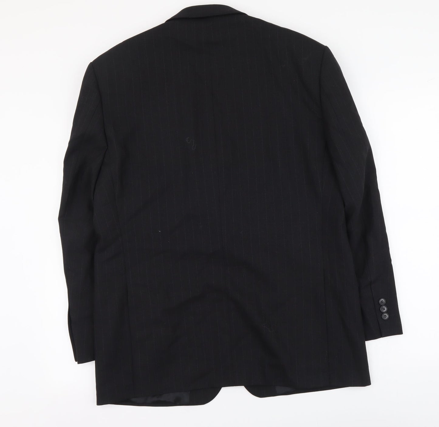 Marks and Spencer Mens Black Striped Wool Jacket Suit Jacket Size L