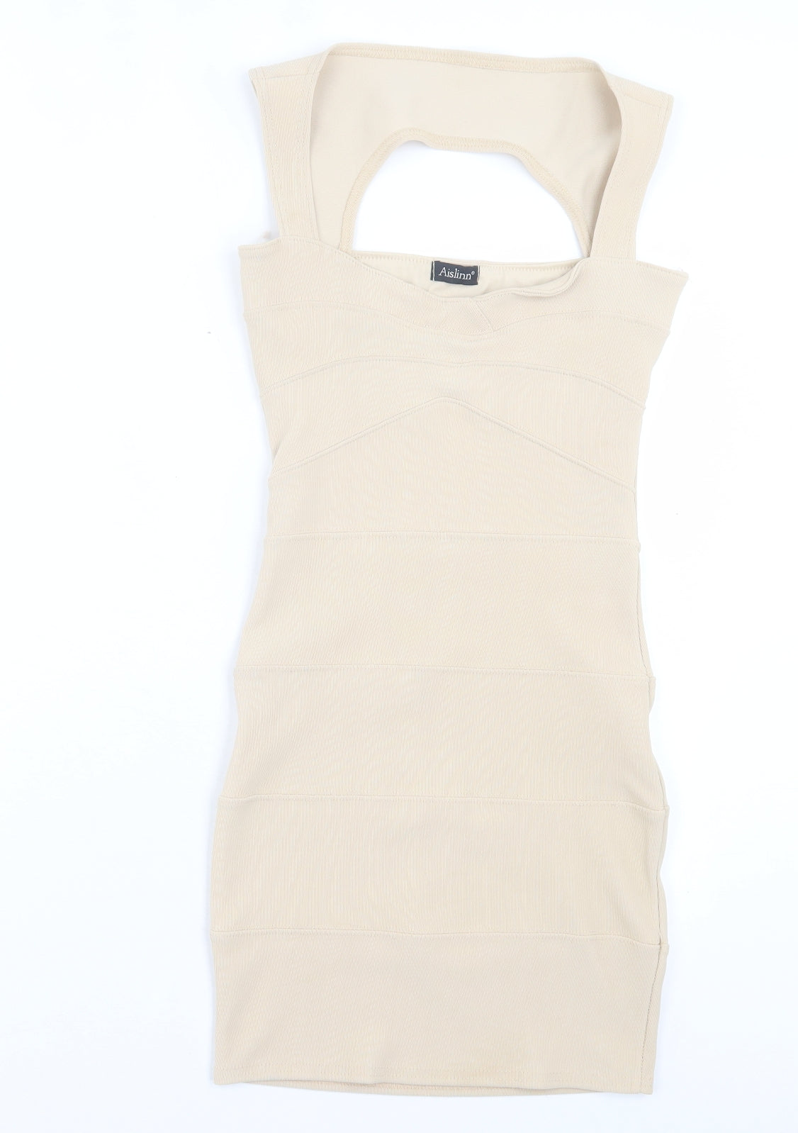 Aislinn Womens Beige Polyester Bodycon Size 10 Halter Pullover
