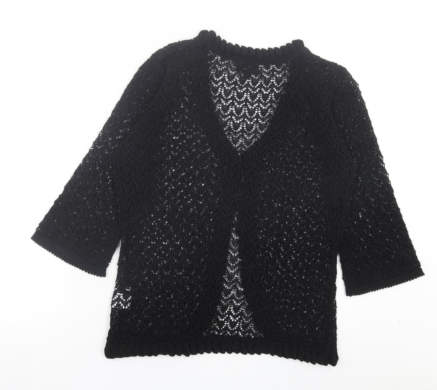 Casamia Womens Black V-Neck Cotton Cardigan Jumper Size S