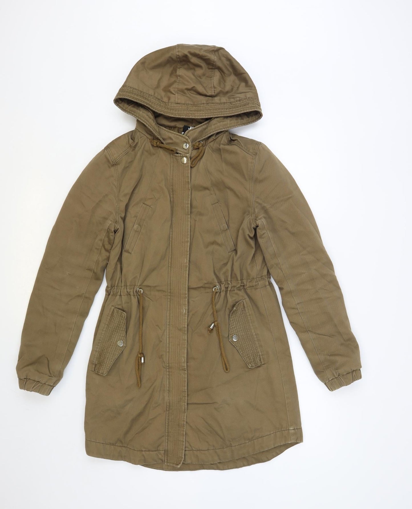 H&M Womens Brown Parka Coat Size 8 Zip