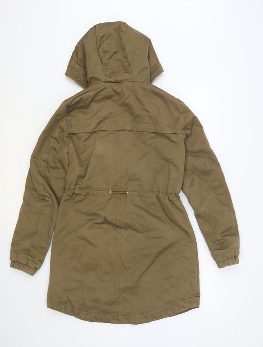 H&M Womens Brown Parka Coat Size 8 Zip