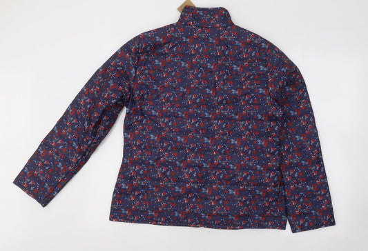 Anne De Lancay Womens Blue Floral Puffer Jacket Coat Size S Zip