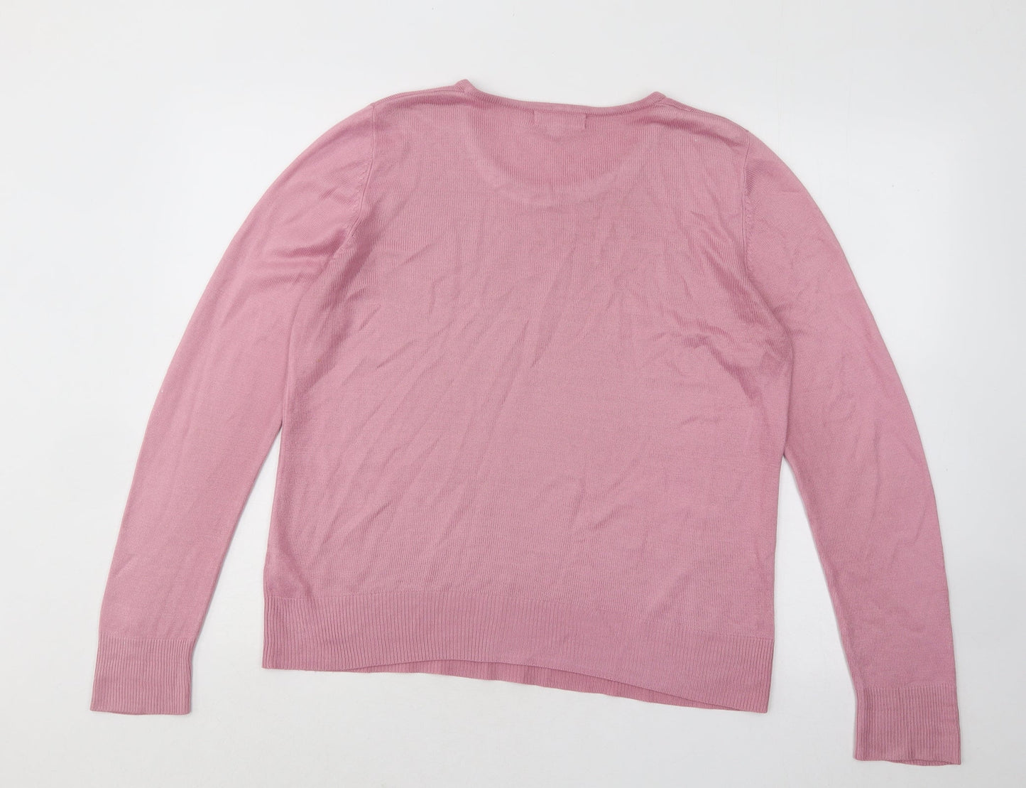 Debenhams Womens Pink Round Neck Acrylic Pullover Jumper Size 14