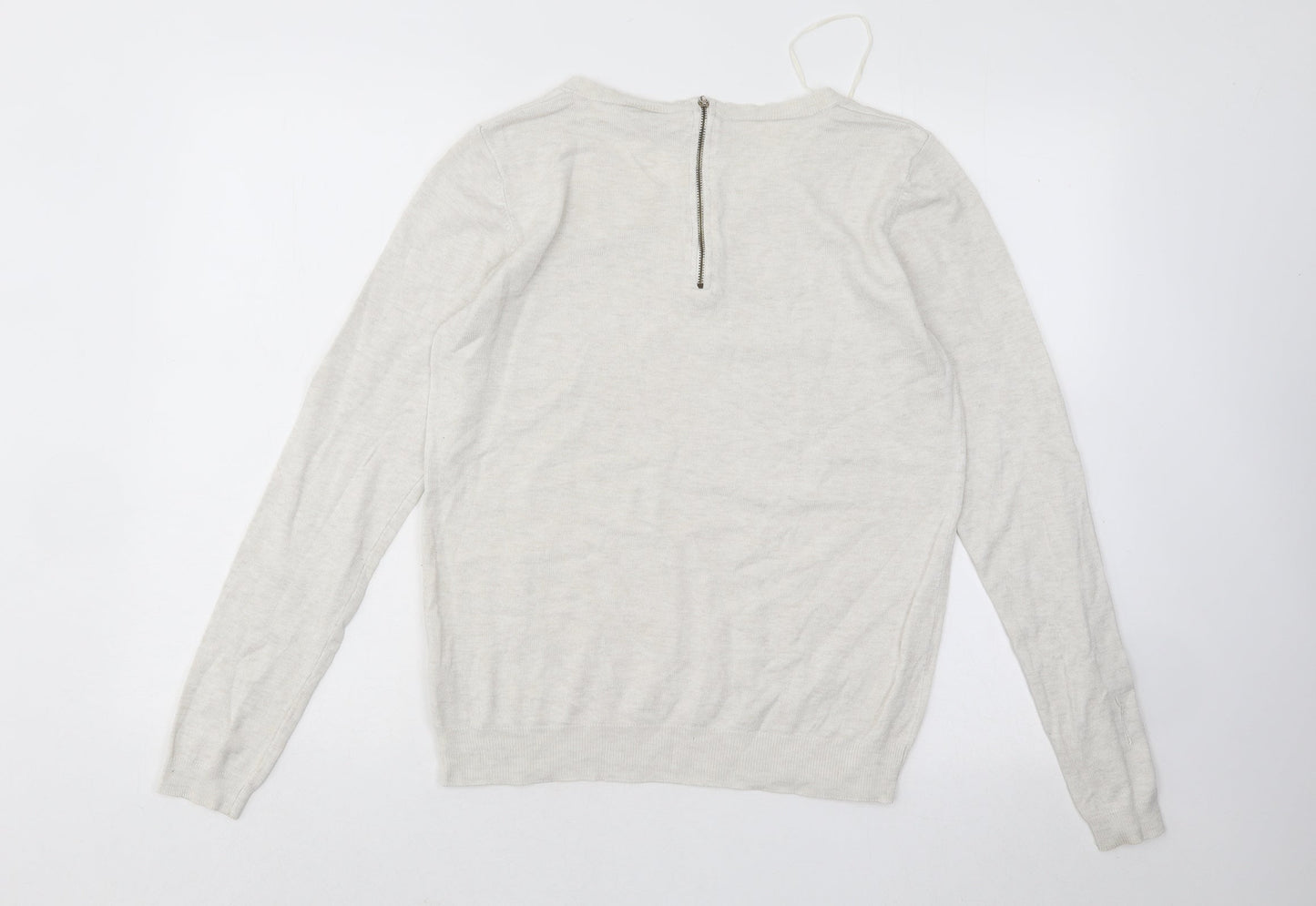 Papaya Womens Grey Scoop Neck Viscose Pullover Jumper Size 14