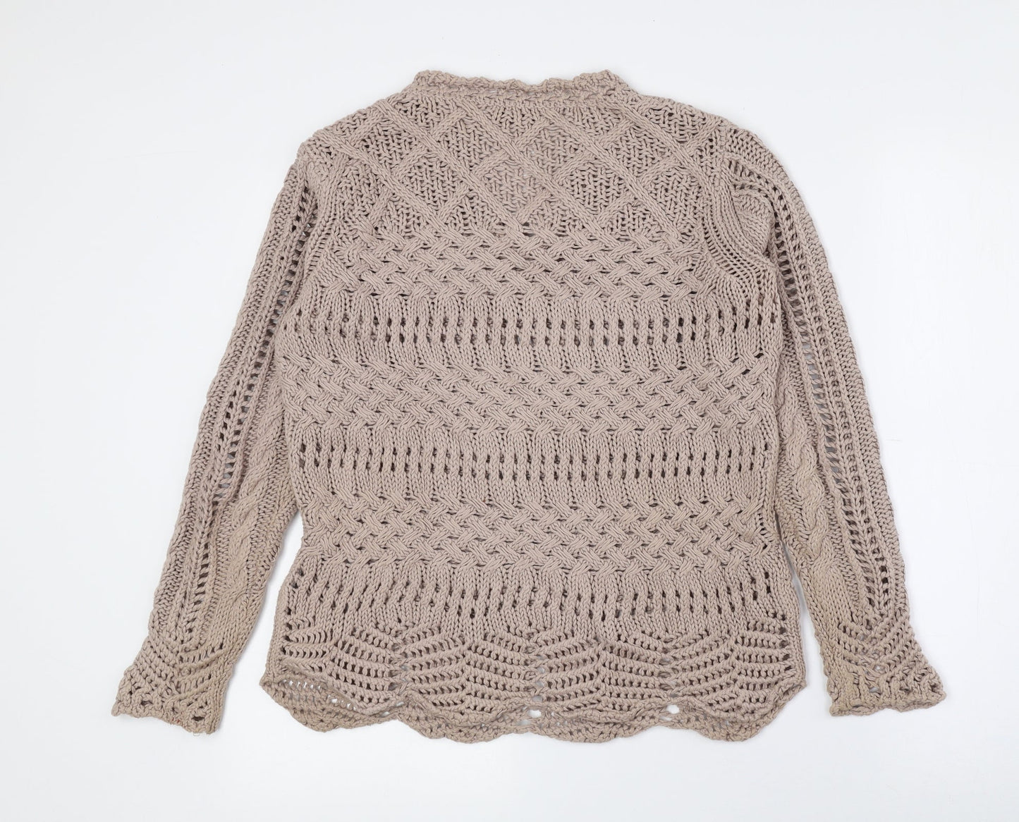 Amaryllis Womens Brown Scoop Neck Polyester Pullover Jumper Size S