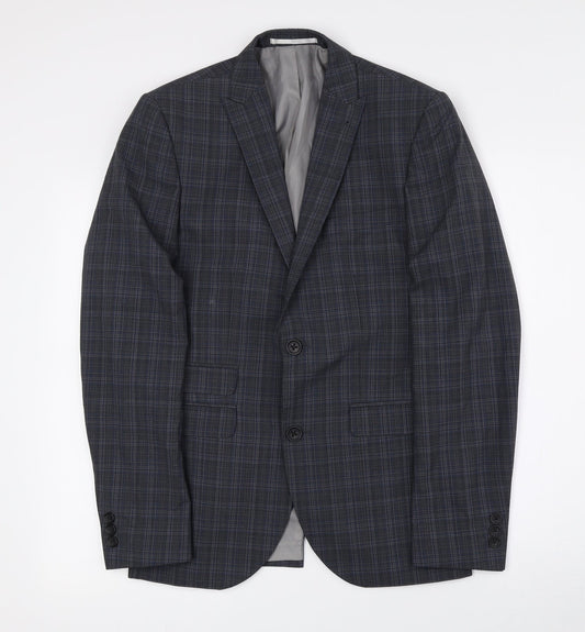 NEXT Mens Grey Check Polyester Jacket Suit Jacket Size 36