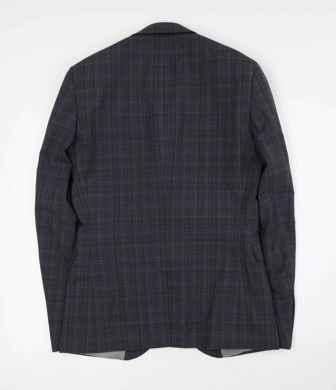 NEXT Mens Grey Check Polyester Jacket Suit Jacket Size 36