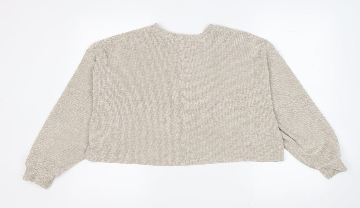 Nasty Gal Womens Beige Round Neck Polyester Pullover Jumper Size 10