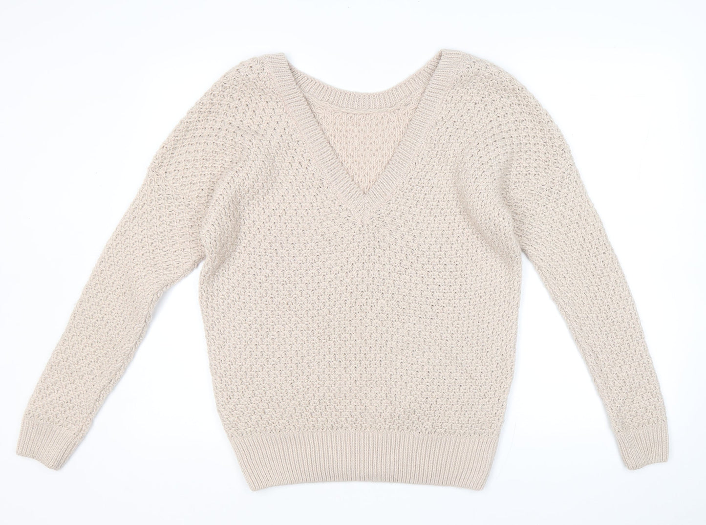 Next Womens Beige Round Neck Acrylic Pullover Jumper Size M