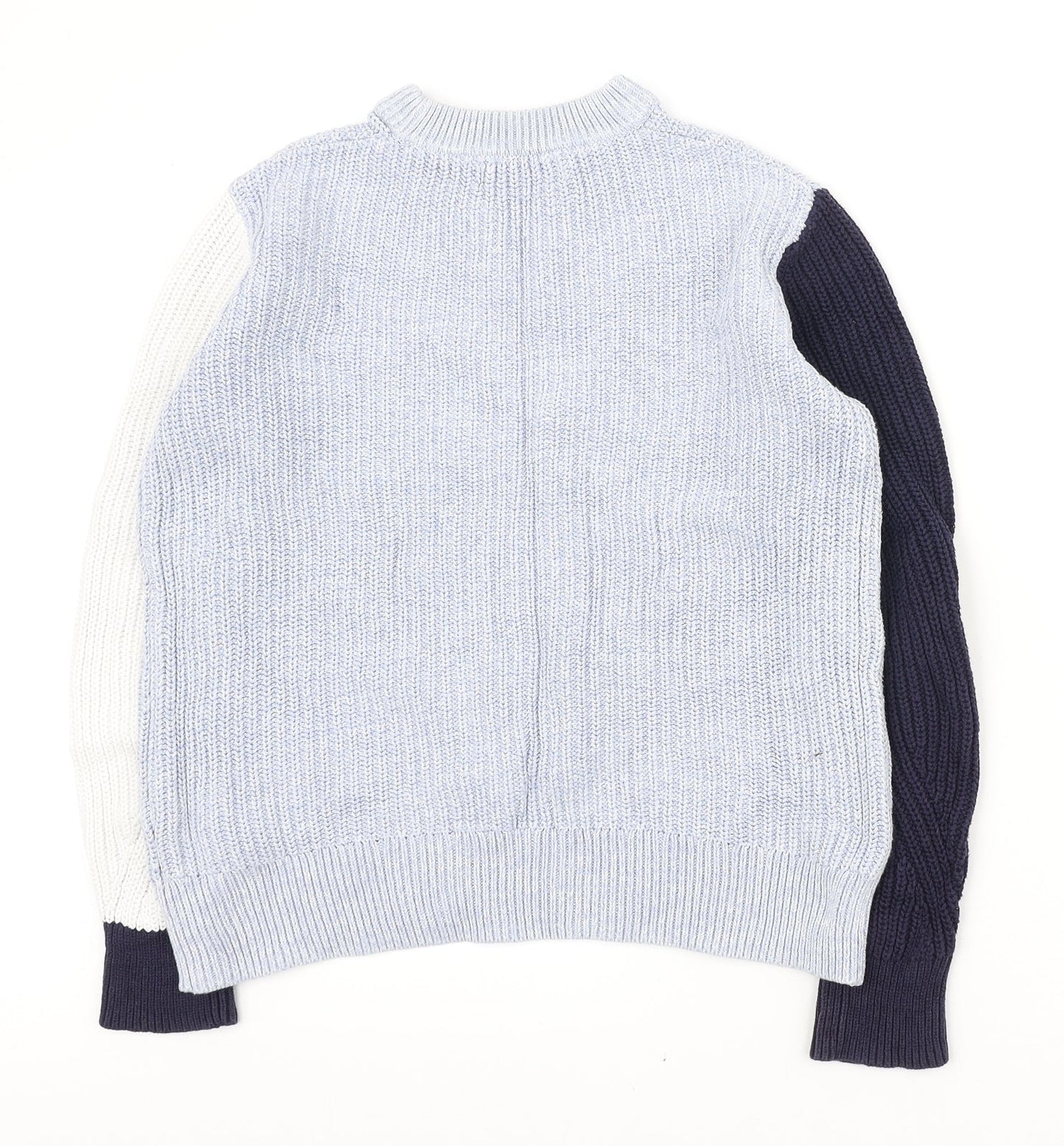 Marks and Spencer Womens Blue Round Neck Cotton Pullover Jumper Size S