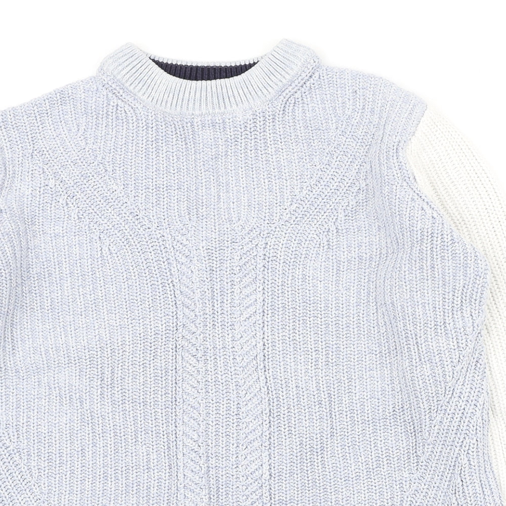 Marks and Spencer Womens Blue Round Neck Cotton Pullover Jumper Size S