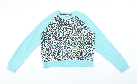 ELLE Girls Blue Animal Print Polyester Pullover Sweatshirt Size 14-15 Years