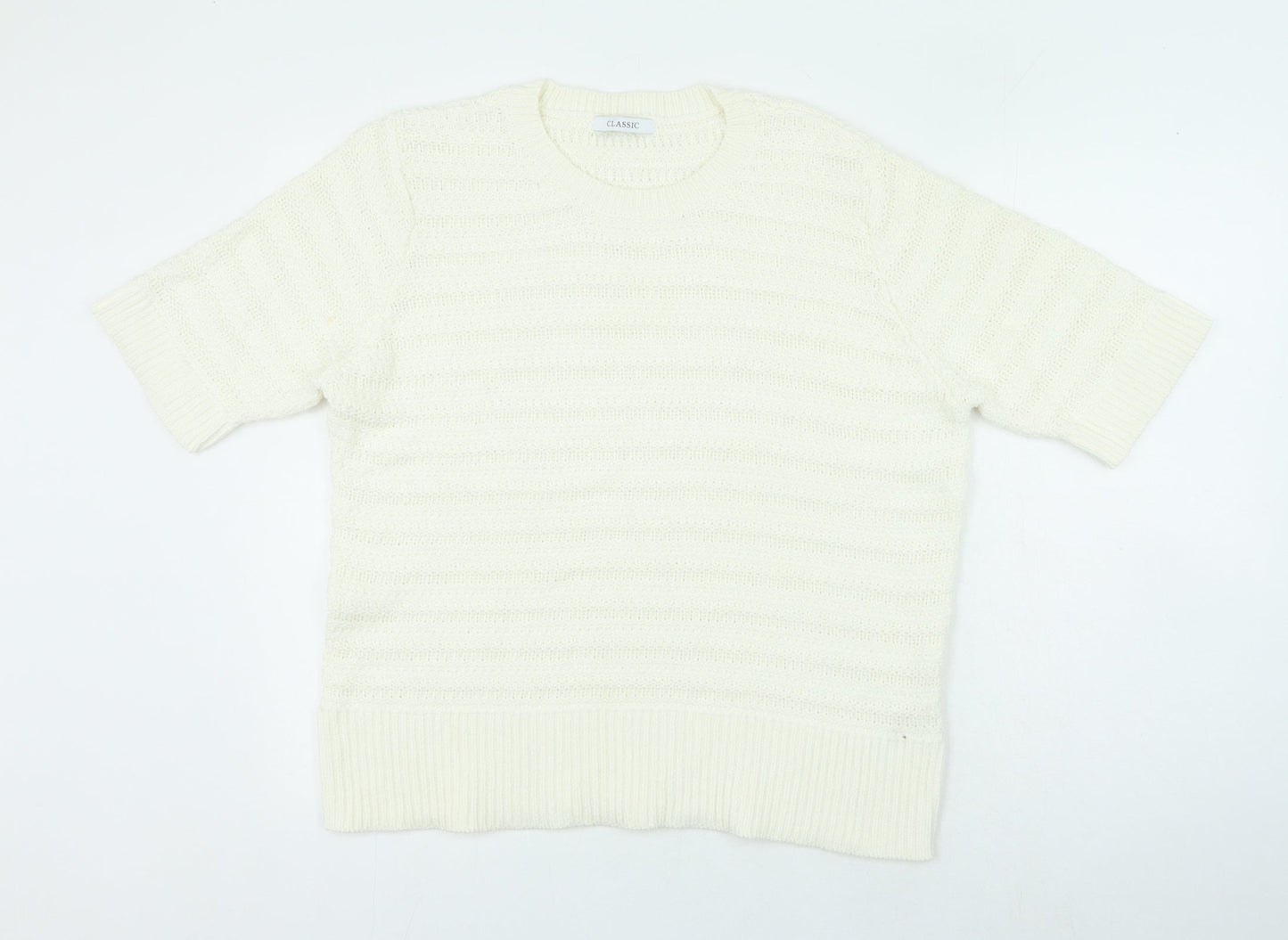 Marks and Spencer Womens White Crew Neck Polyester Pullover Jumper Size 22