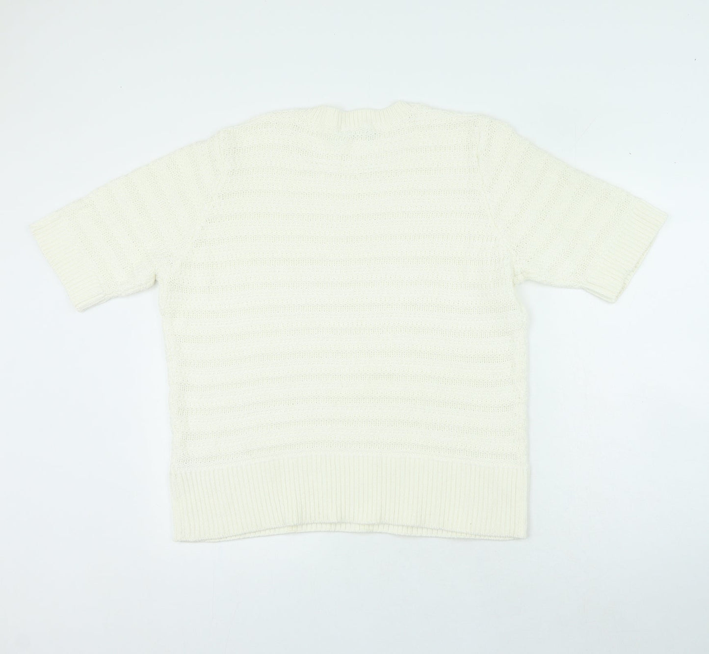 Marks and Spencer Womens White Crew Neck Polyester Pullover Jumper Size 22