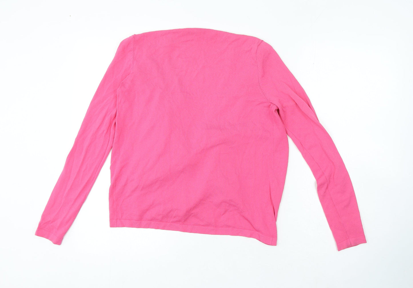 M&Co Womens Pink V-Neck Viscose Cardigan Jumper Size 10