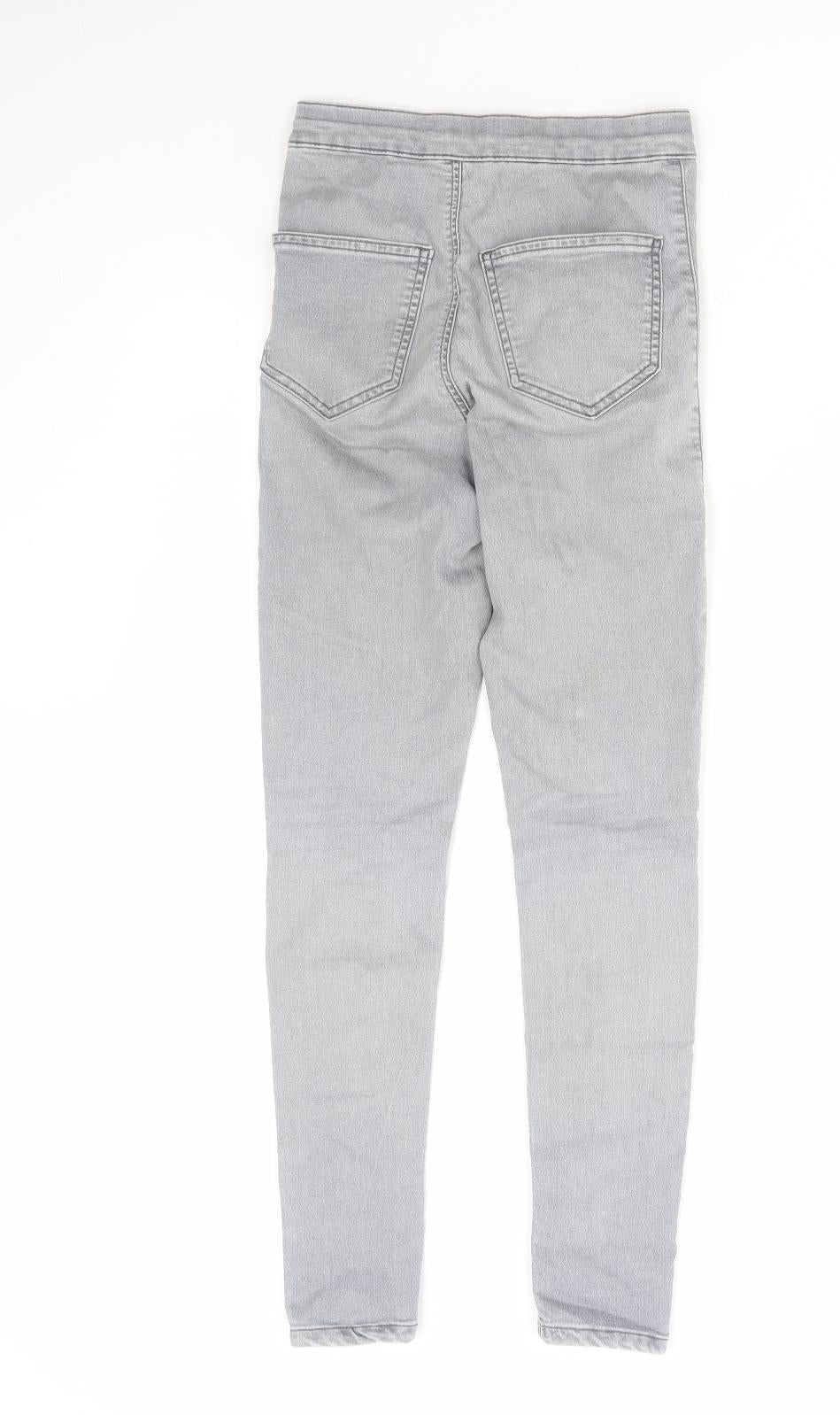 Topshop Womens Grey Cotton Skinny Jeans Size 26 in L30 in Regular Zip