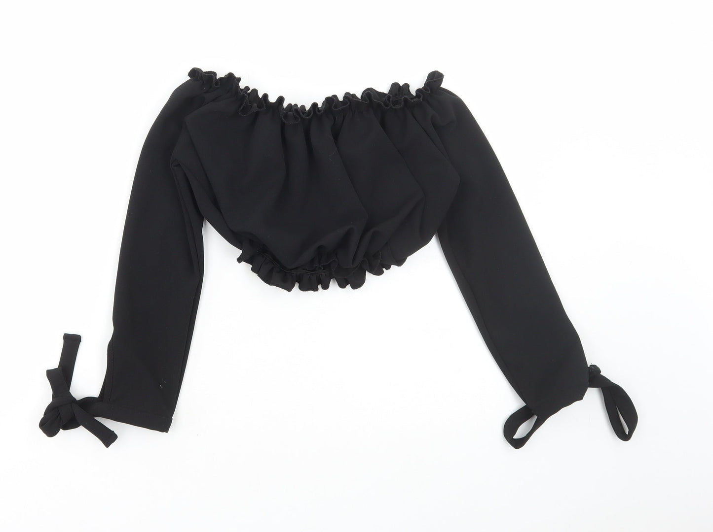 New Look Womens Black Polyester Cropped Blouse Size 6 Off the Shoulder
