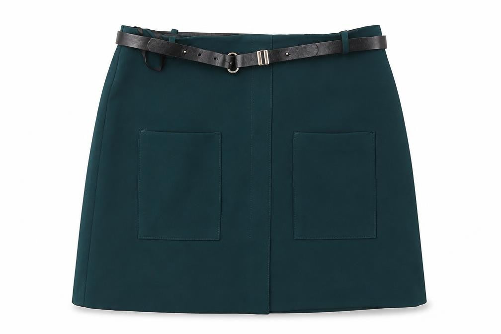 Preworn Womens Green Polyester Mini Skirt Size 34 in Zip