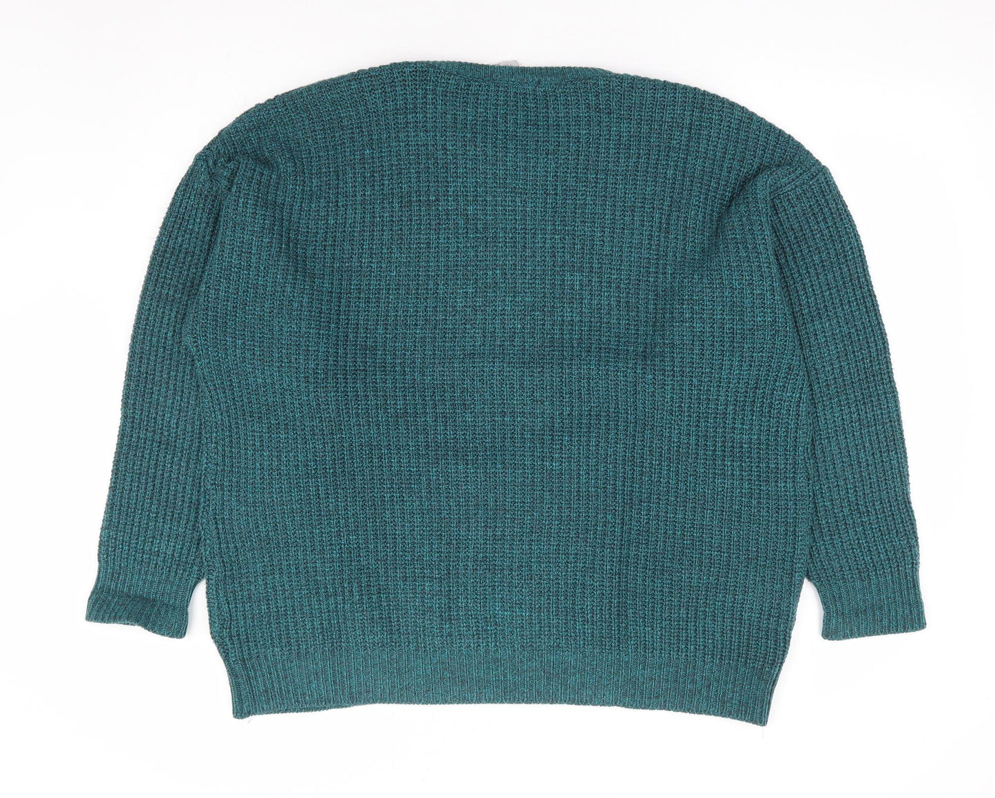 Happiness Womens Green Round Neck Acrylic Pullover Jumper Size M - Batwing