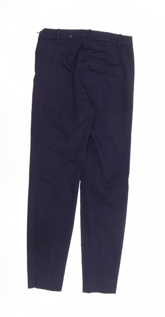 H&M Womens Blue Cotton Trousers Size 4 L27 in Regular Zip