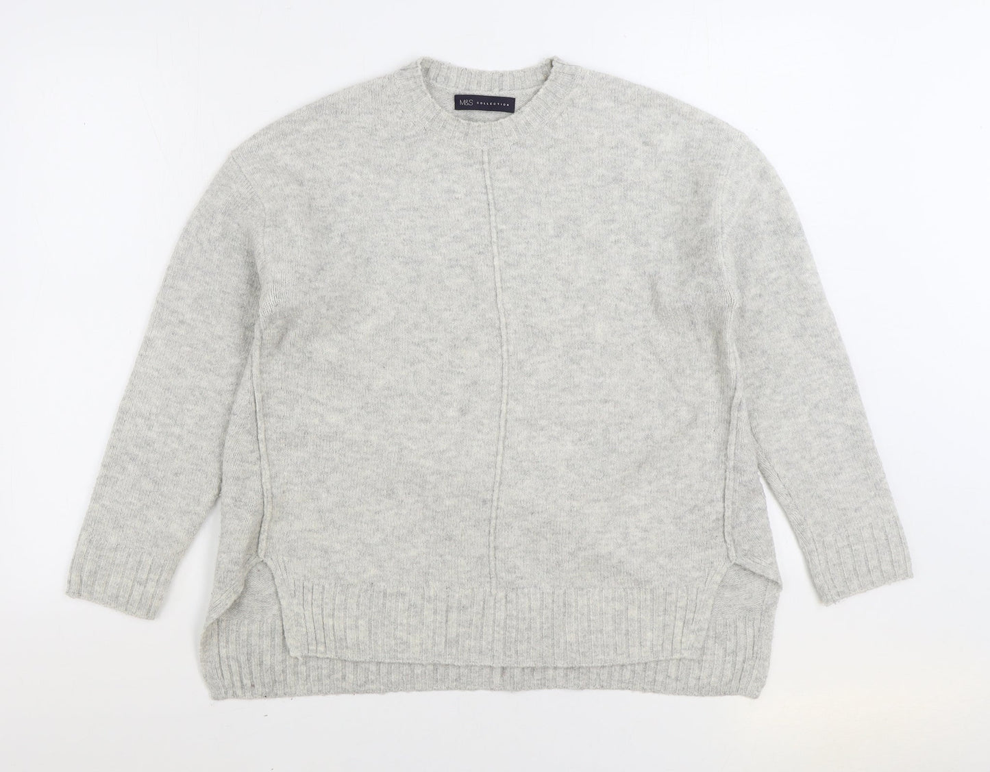 Marks and Spencer Womens Grey Round Neck Acrylic Pullover Jumper Size M