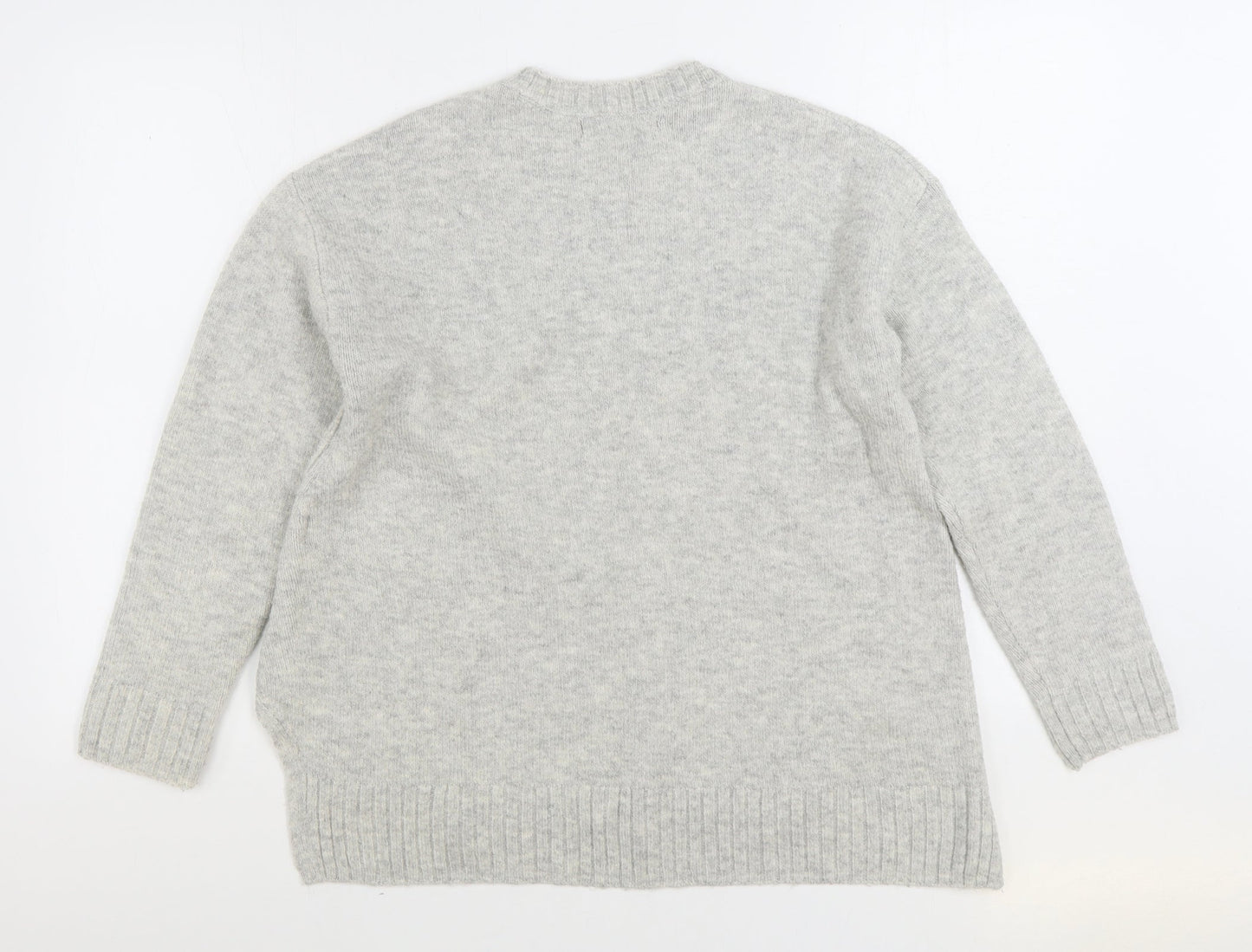 Marks and Spencer Womens Grey Round Neck Acrylic Pullover Jumper Size M