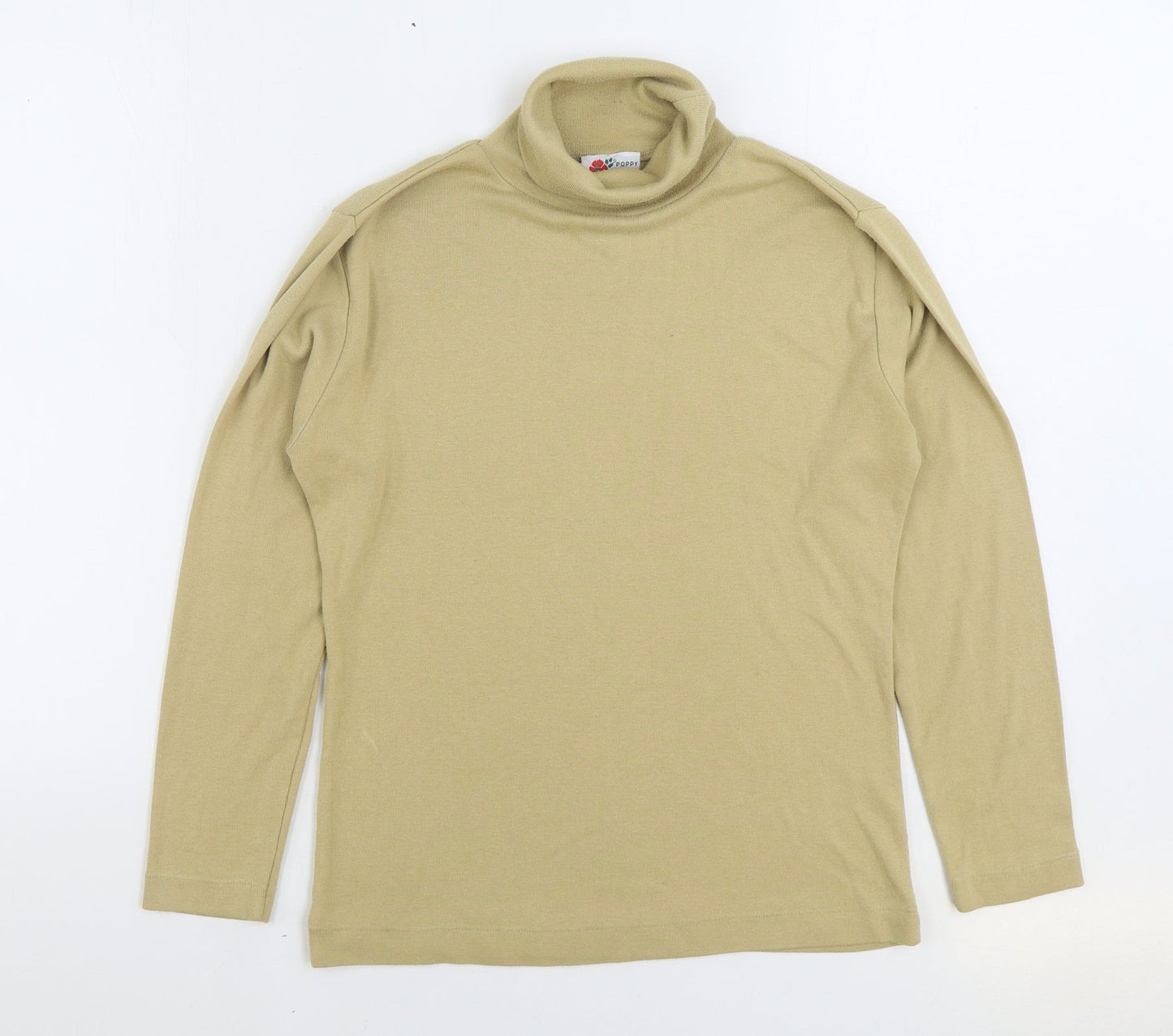 Poppy Womens Beige Roll Neck Cotton Pullover Jumper Size 14