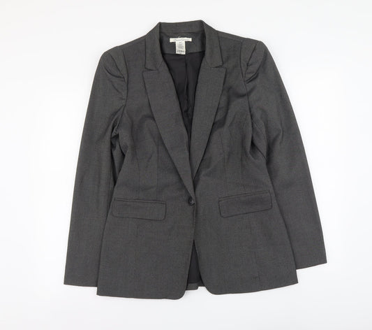 Preworn Womens Grey Polyester Jacket Suit Jacket Size 12
